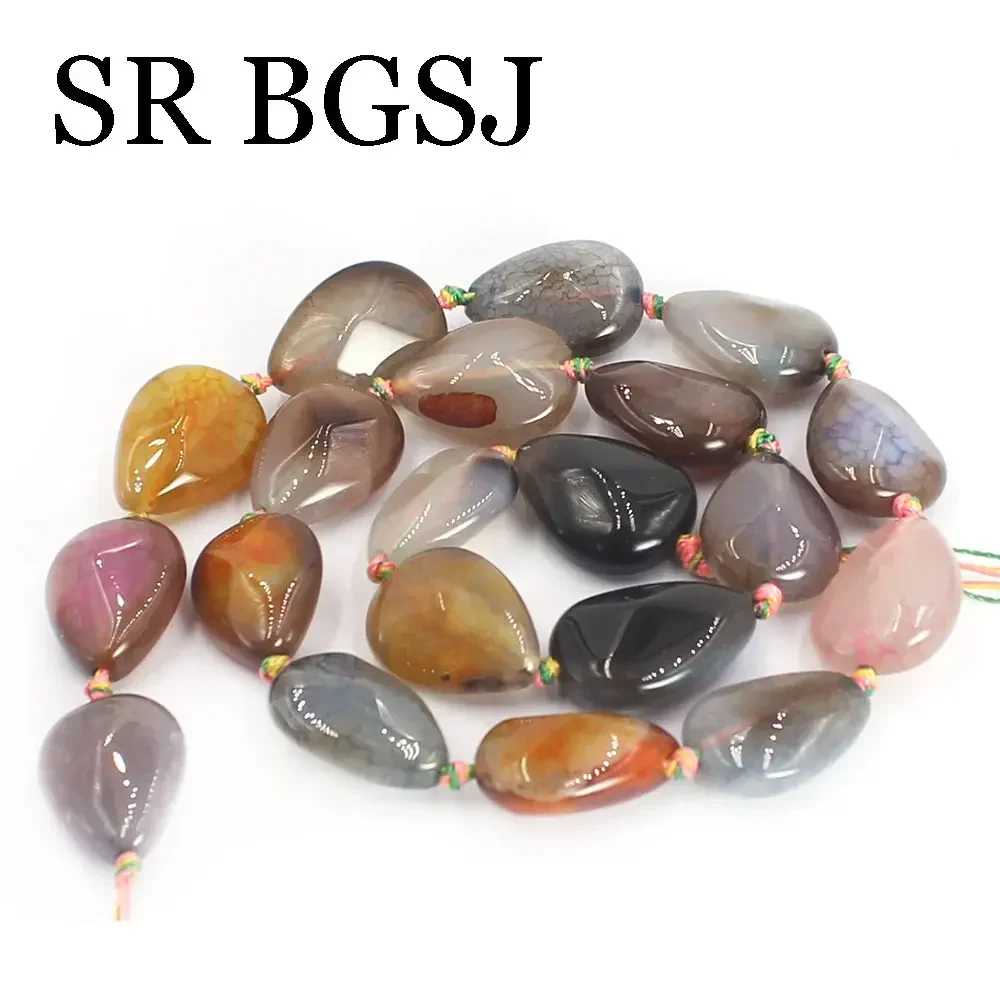 Colorful Rhombus Drip Water-drop Shape Multicolor Crackle Agat Onyx Gems Stone Jewelry Findings Beads Strand 15" image 4