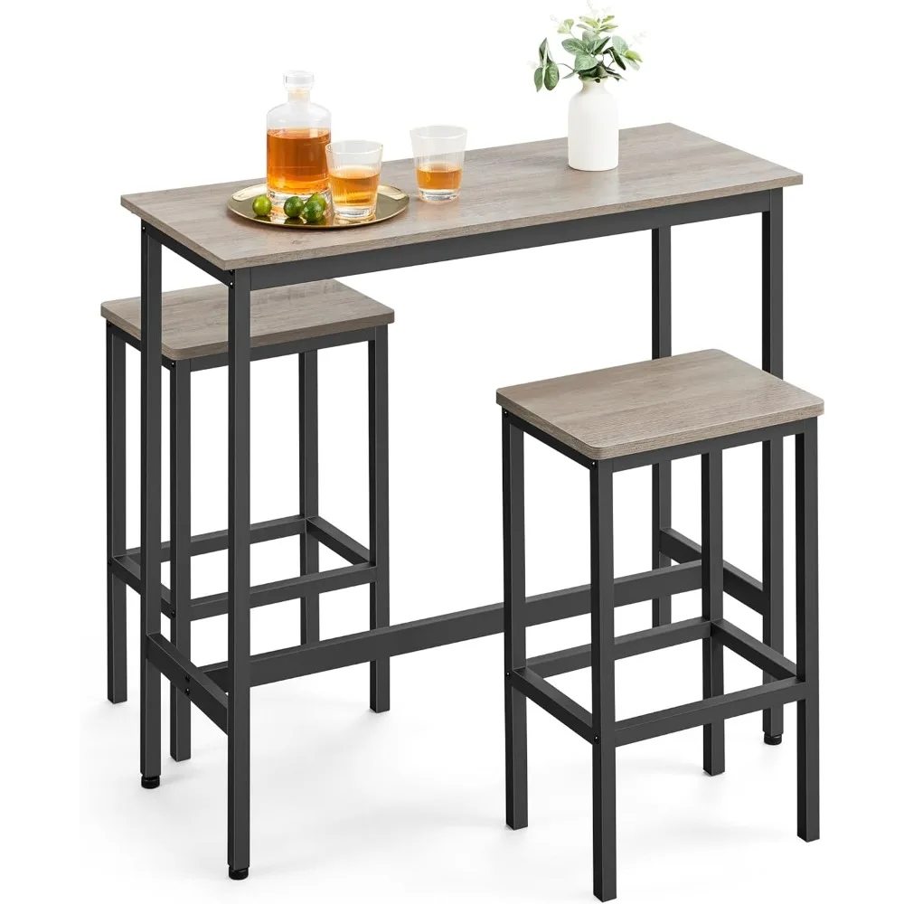 

Dining Table Set, Bar Table and Chairs Set, Kitchen Bar Height Table with Stools Set of 2, Steel Frame, Industrial, 39.4 x 15.7