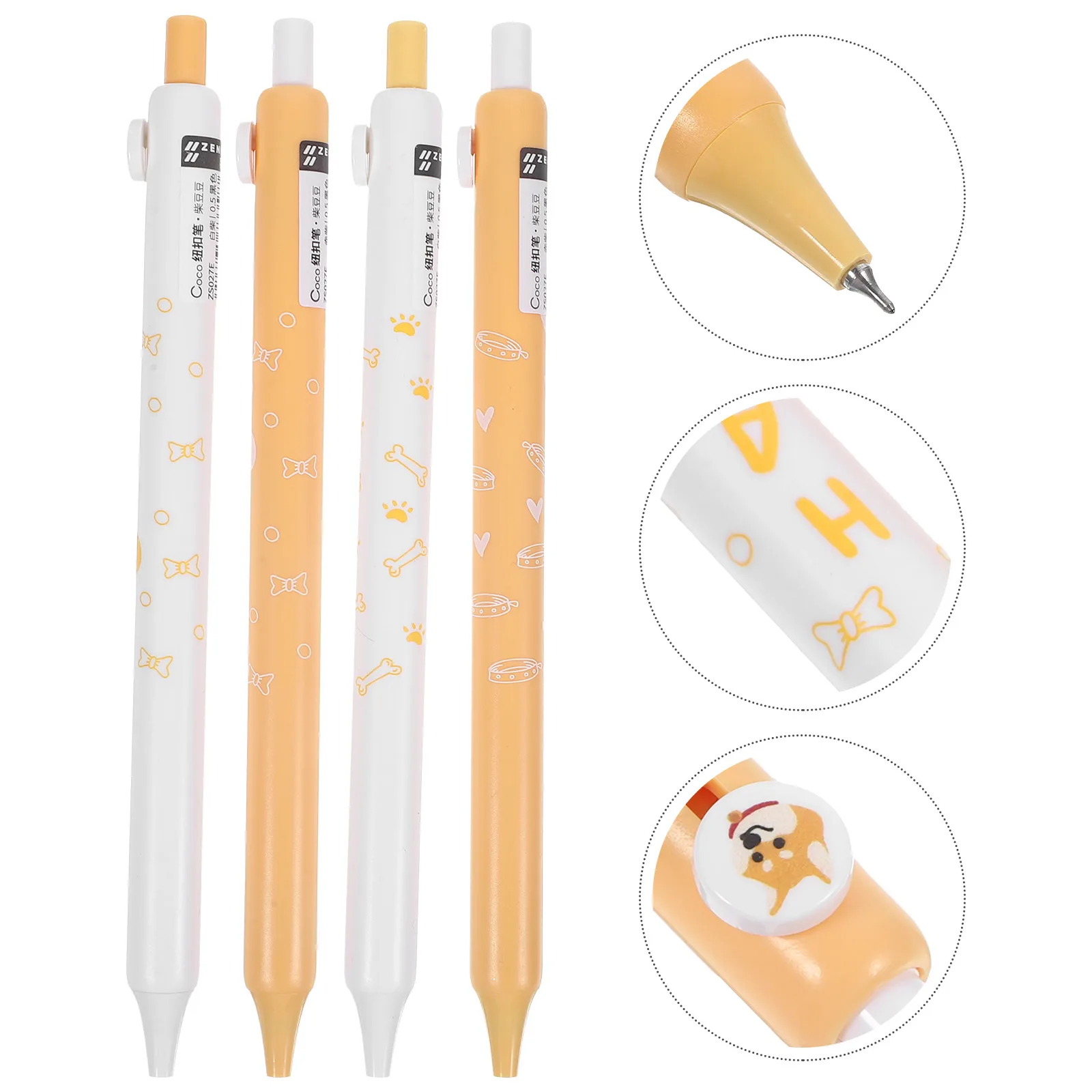 

4pcs Puppy Gel Cartoon Themed Writing Pens Stationery Party Favors Abs Material Ergonomic Design Portable Neutral Pens
