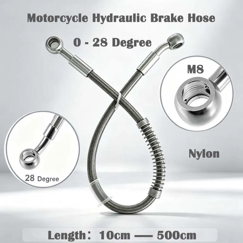 10-500CM Motorcycle Brake Oil Hose Universal Racing Hydraulic Brake Hose  Universal Motorbike Stainless Steel Braided Pipe