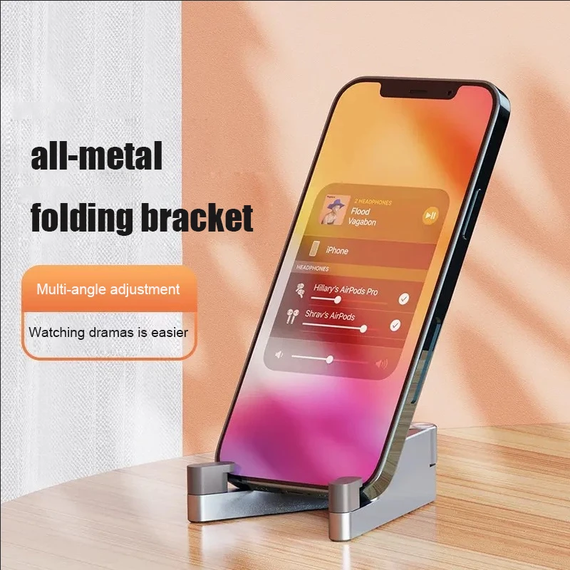 Novo Suporte para Celular em Metal V-Shaped, Dobrável e Portátil, Ideal para Transmissões ao Vivo, Suporte de Mesa para Tablet e Celular