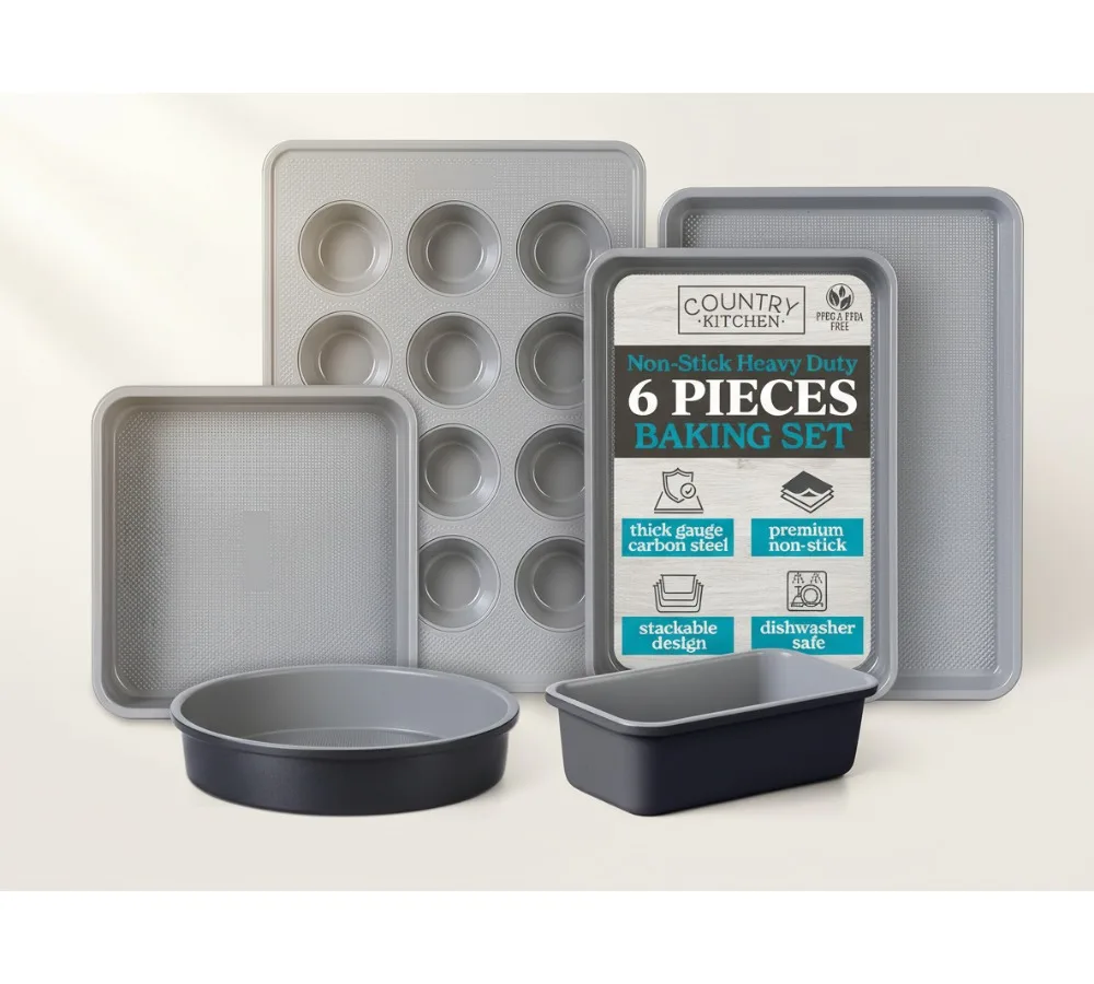 

Набор штабелируемых форм для выпечки с антипригарным покрытием — 6 шт. Прочные кухонные формы для выпечки для легкой приготовления пищи и очистки