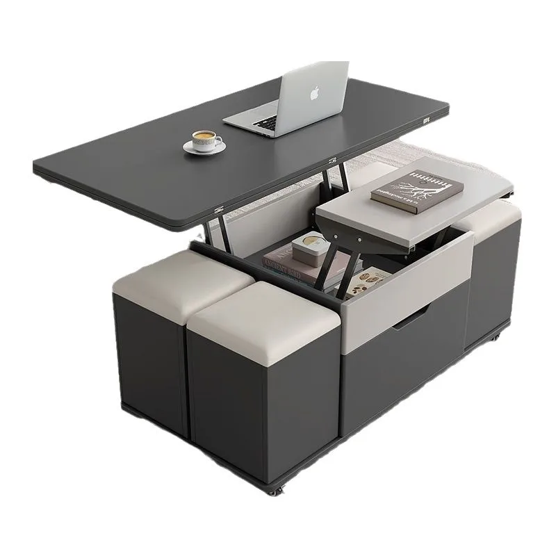 

Solid wood lift coffee table, foldable dining table, dual purpose multi function