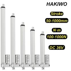 HAKIWO 36V Linear Actuator Customizable 150mm 300mm 500mm 800mm 1000mm Stroke 1000N Linear Drive Electric Motor 90mm/s Speed