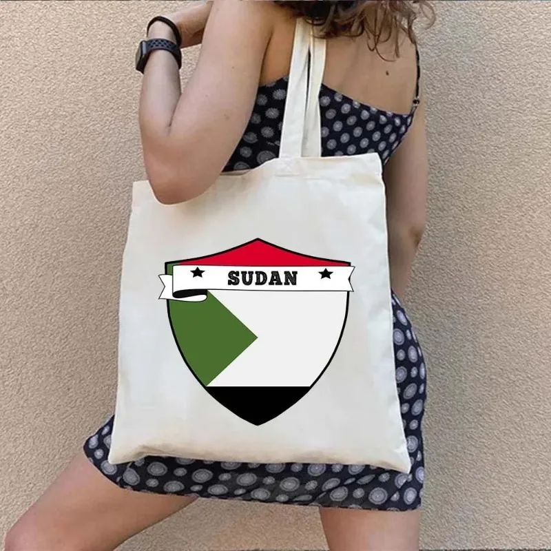 Sudan flaga torebka moda torba na ramię na wypoczynek ochrona środowiska duża pojemność przenośna torba podróże zakupy tornister