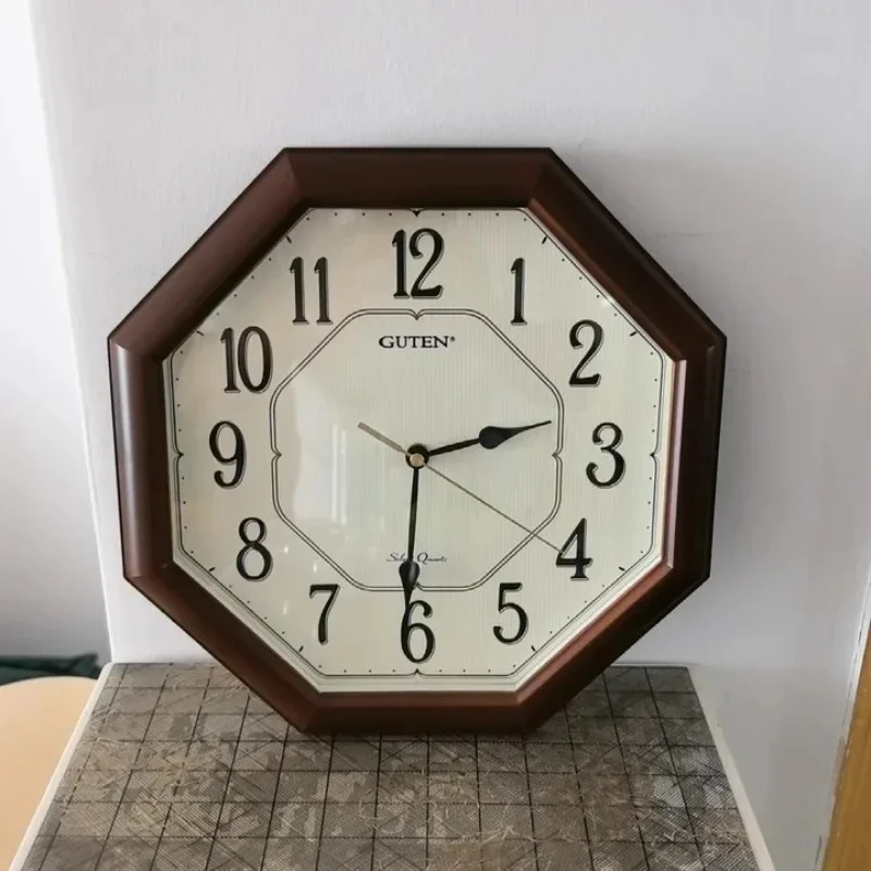 Silent Wall Mounted Clock Vintage Octagonal Wall Clock Creative Minimalist Night Glowing Hanging Clocks Decorative Accessories