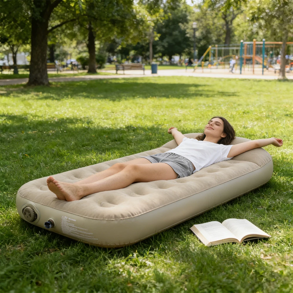 21 Holes  Inflatable Bed Electric Inflation High Quality Air Mattress Camping Sleeping Pad with Pillow