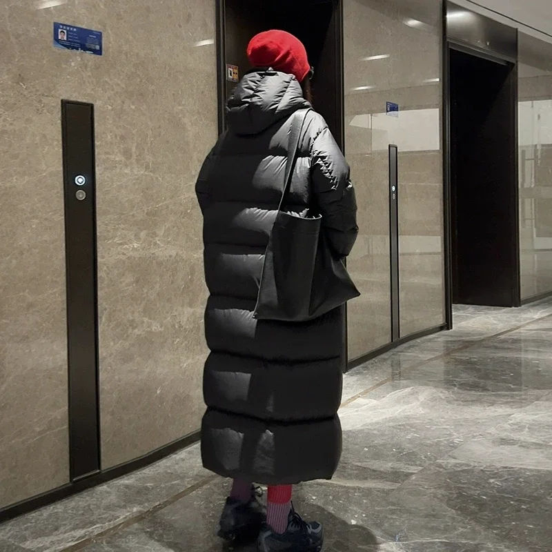 두꺼운 후드 90% 화이트 덕다운 여성용 겨울 2025 신상 루즈핏 -20도 퍼프 다운 코트 여성 파카 오버코트