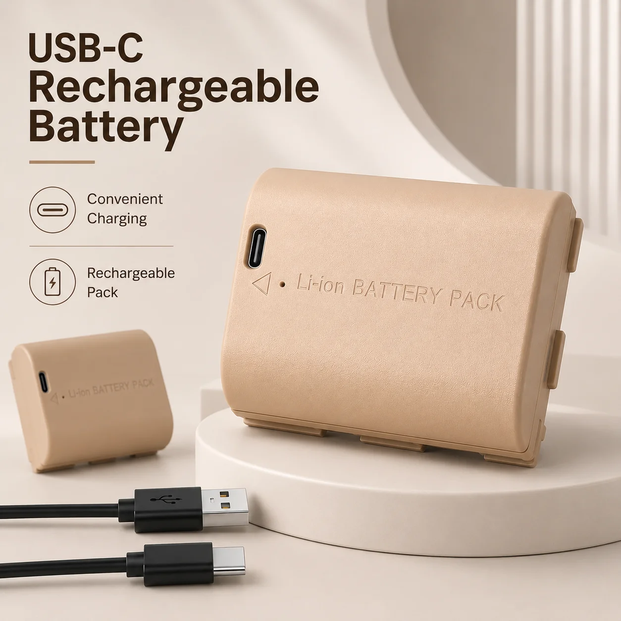 2250mAh LP-E6NH Type-C Battery Replacement for Canon R5 R6 R7 5D Mark IV 6D II 7D 90D 80D Fully Decoded No Pop-up