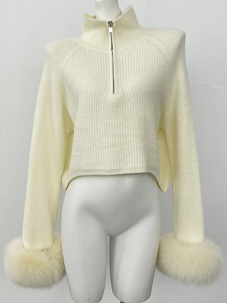 جديد سترة المرأة سستة البطانة فضفاضة قسط سترة الإناث الخريف تريكو المرقعة معطف الفرو الحقيقي الربيع البلوز #2