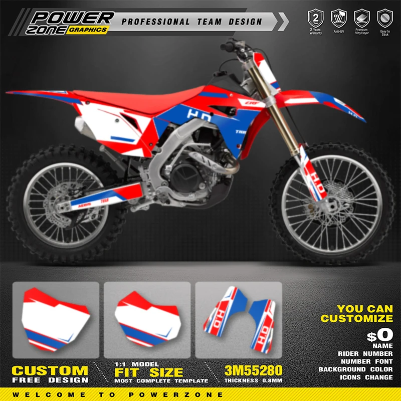 

PowerZone Full Graphics Background Decals Stickers Kit For HONDA 2021 2020 2019 2018 CRF250RX 2020 2019 2018 2017 CRF450RX 003