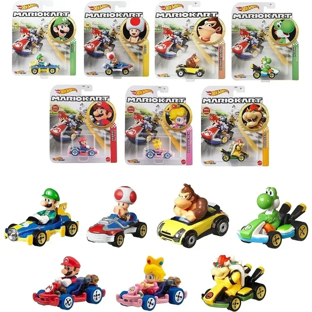 Original Hot Wheels Premium 1/64 Mario Kart Model Car Super Mario Bros Hotwheels 1:64 Hoteelws Cars Miniatures Cars Hotweheels