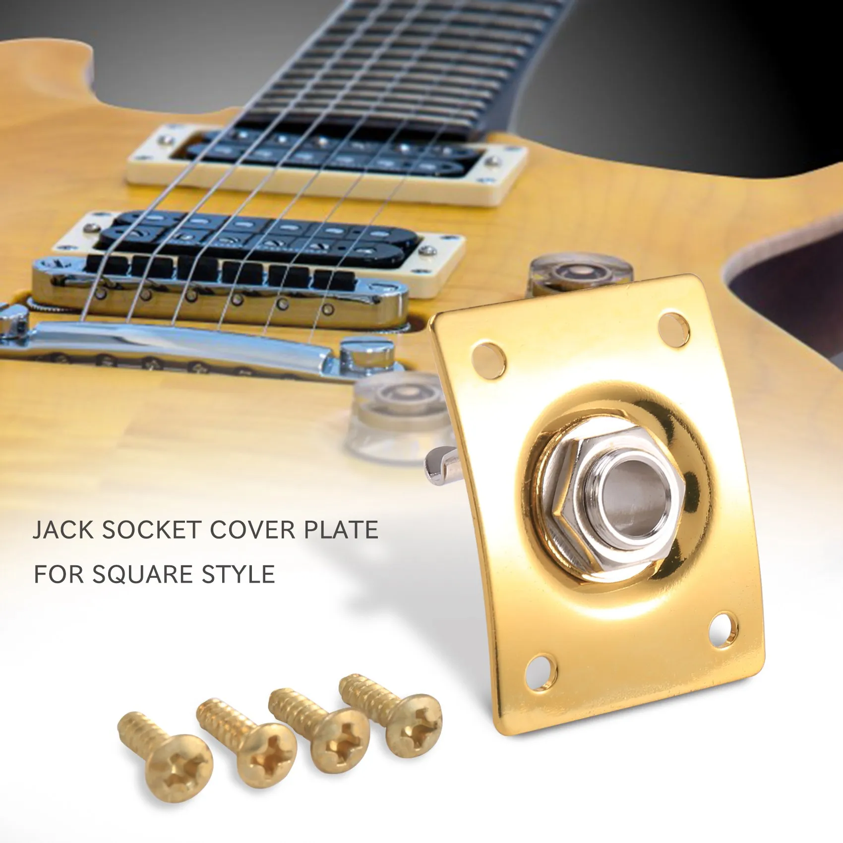 Square Style Jack Plate Guitar Bass Jack 1/4 Output Input Jack Socket For Electric Guitar Parts & Accessories Gold