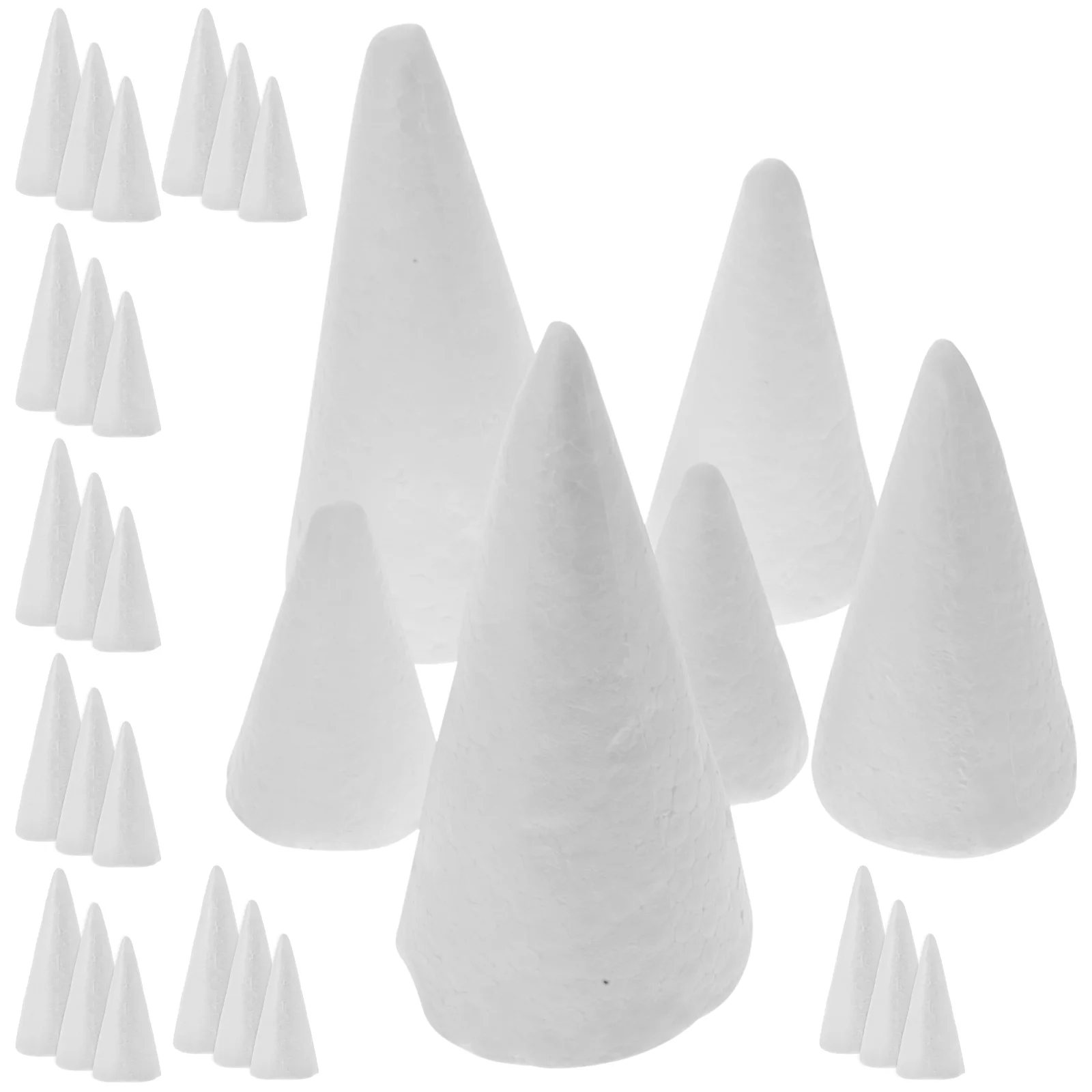 30pcs White Cones DIY Craft Cones Christmas Tree DIY Material DIY Kids Toys Foams Cones for DIY DIY Cone Ornament