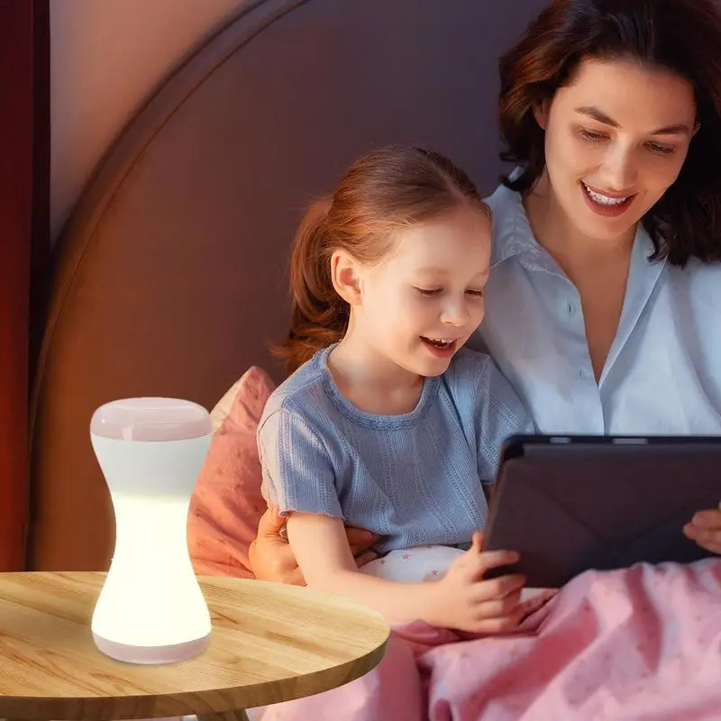 

Touch Bedside Lamp LED RGB 360 Rotating Night Light Dynamic Lighting Hourglass Shape Cordless Touch Lamp For Bedroom Nightstand