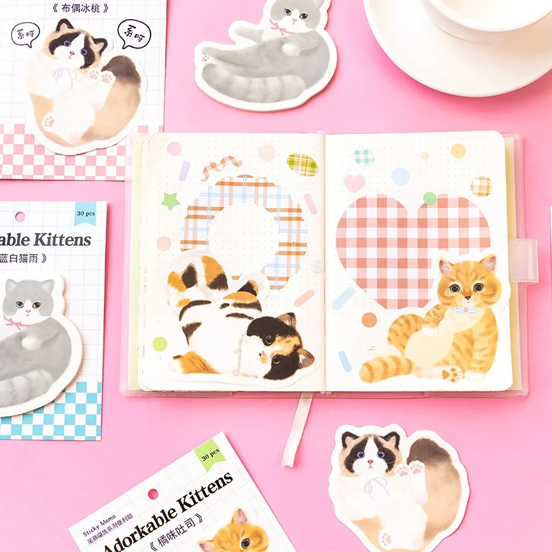 24pcs/lot Creative Cat Memo Pad Sticky Notes Cute Stationery Label Notepad Planner Sticker Post School Supply