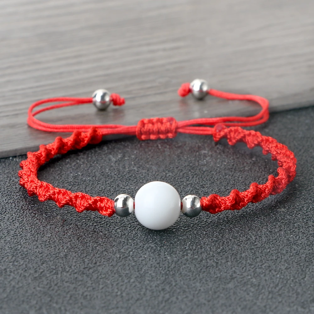 Lucky Red Thread Braided Bracelet Handmade Natural Stone Couple Bracelet&Bnagle Chain Jewelry Adjustable Pulsera Gift for Friend