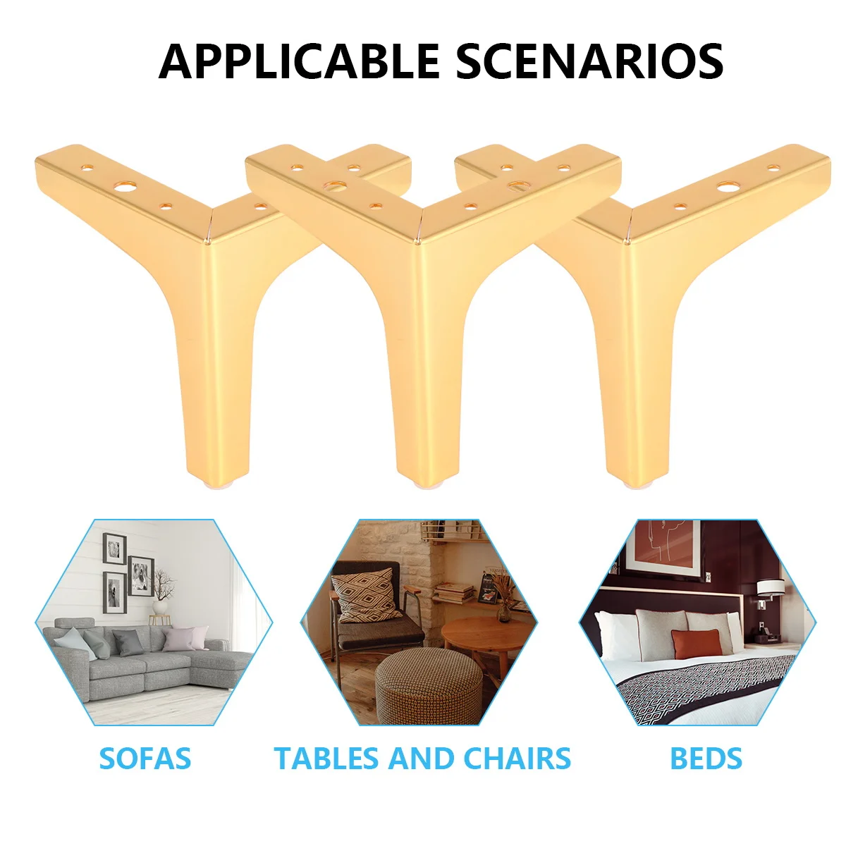 

4Pcs Electroplated Furniture Legs Heavy Duty Thickened Non-Deformable Support Feet for Sofa Bed Cabinet Tea Table Office Home