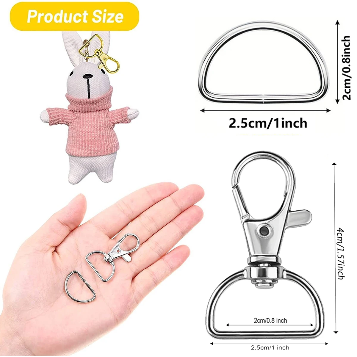 40 قطعة D-شكل سلاسل المفاتيح D-شكل حلقة رئيسية مجموعة DIY بها بنفسك اكسسوارات الديكور مشبك مفتاح ذاتي الصنع حلقة رئيسية الحرف سلسلة المفاجئة هوك للتدوير