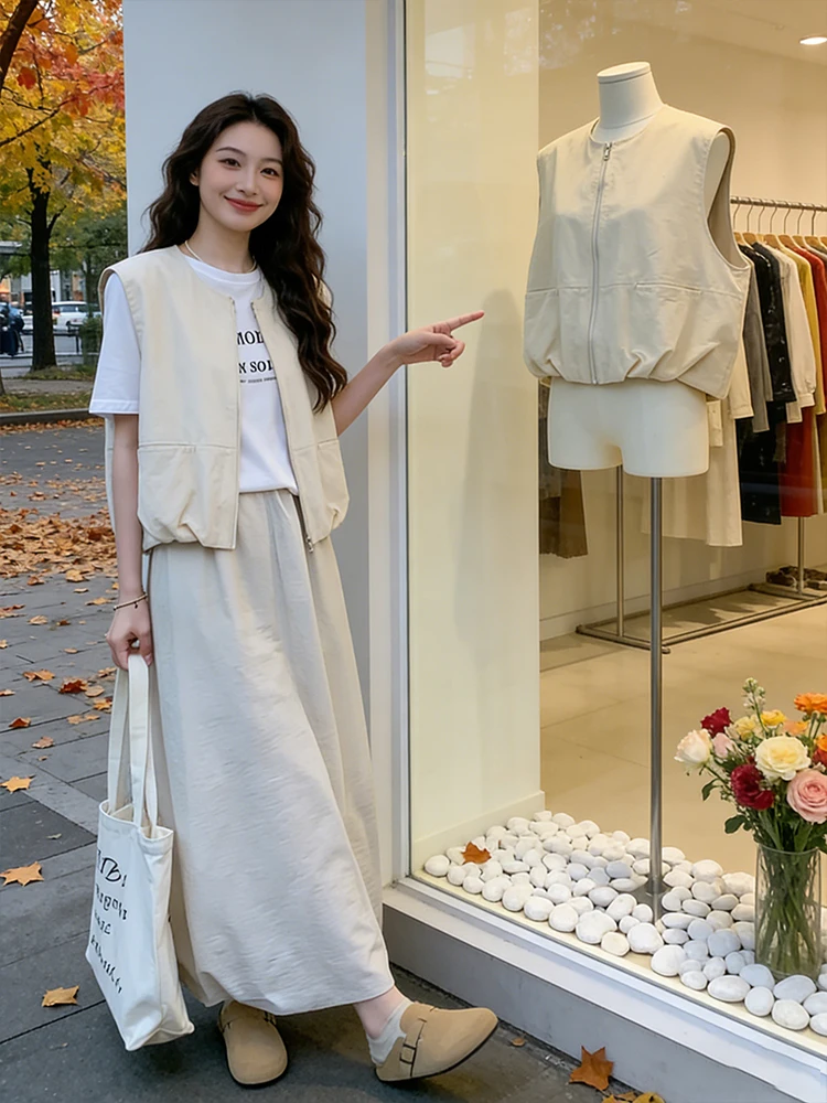 

Faionable Svel round Ne Vest Women's Spring Autumn 2026 New Design Layered Zipper Jaet Outerwear