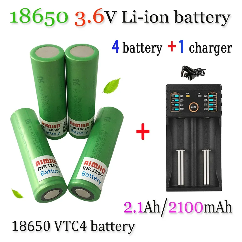 

18650 New original VTC4 3.6V 2100mAh battery For Us 18650 30A toys tools flashlight battery+USB Charger