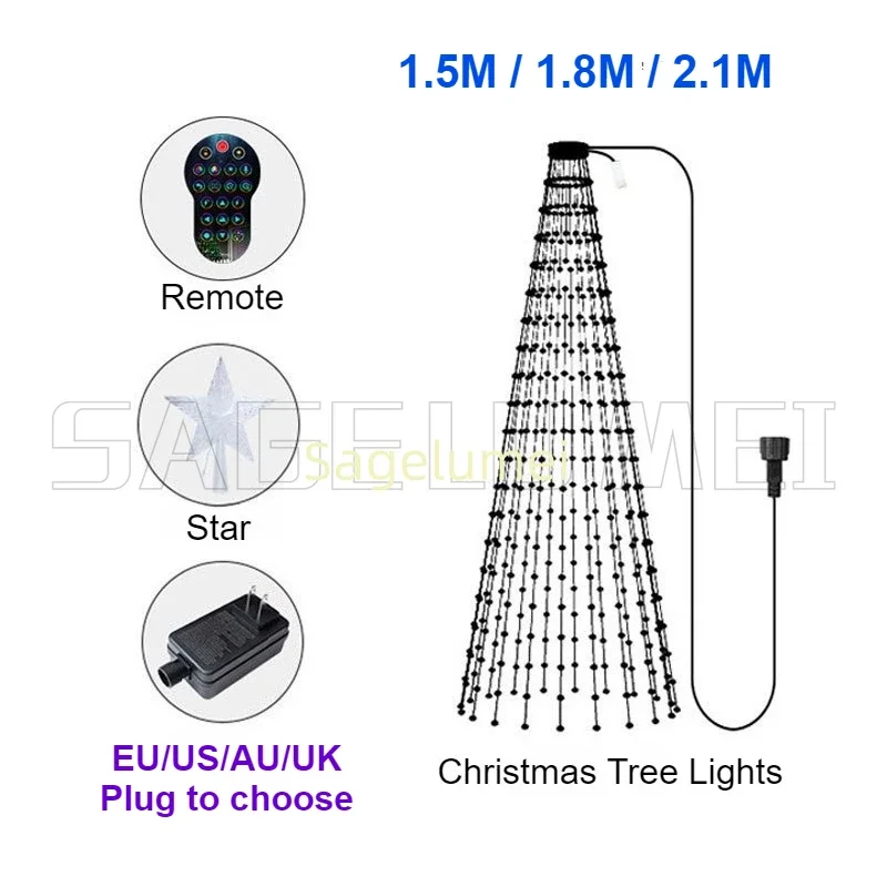 400Leds Smart Christmas Tree Lights with Star Topper APP Remote Control DIY Text Pattern Waterproof Music Sync String Lamp Decor