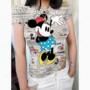 Kurzes weibliches Top mit runden Kragen und Dual Futter Slim Fit Basic t -Shirts Rauchwolkenprofi Collation 8 Hauptverkäufe Mickey - №8