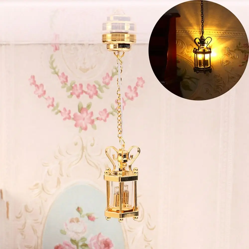 

1:12 Dollhouse Colored Glass Lamp Mini 10 Styles Miniature LED Golden Light DIY Lighting Model Doll House Accessories