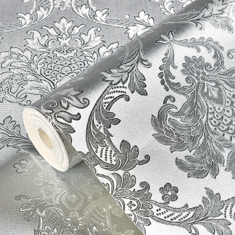 Imagem -02 - Prata Damasco Wallpaper Rolo para Quarto e Sala Papel de Parede Damasco Reflective Ktv Wallpapers Gold Foil Luxo