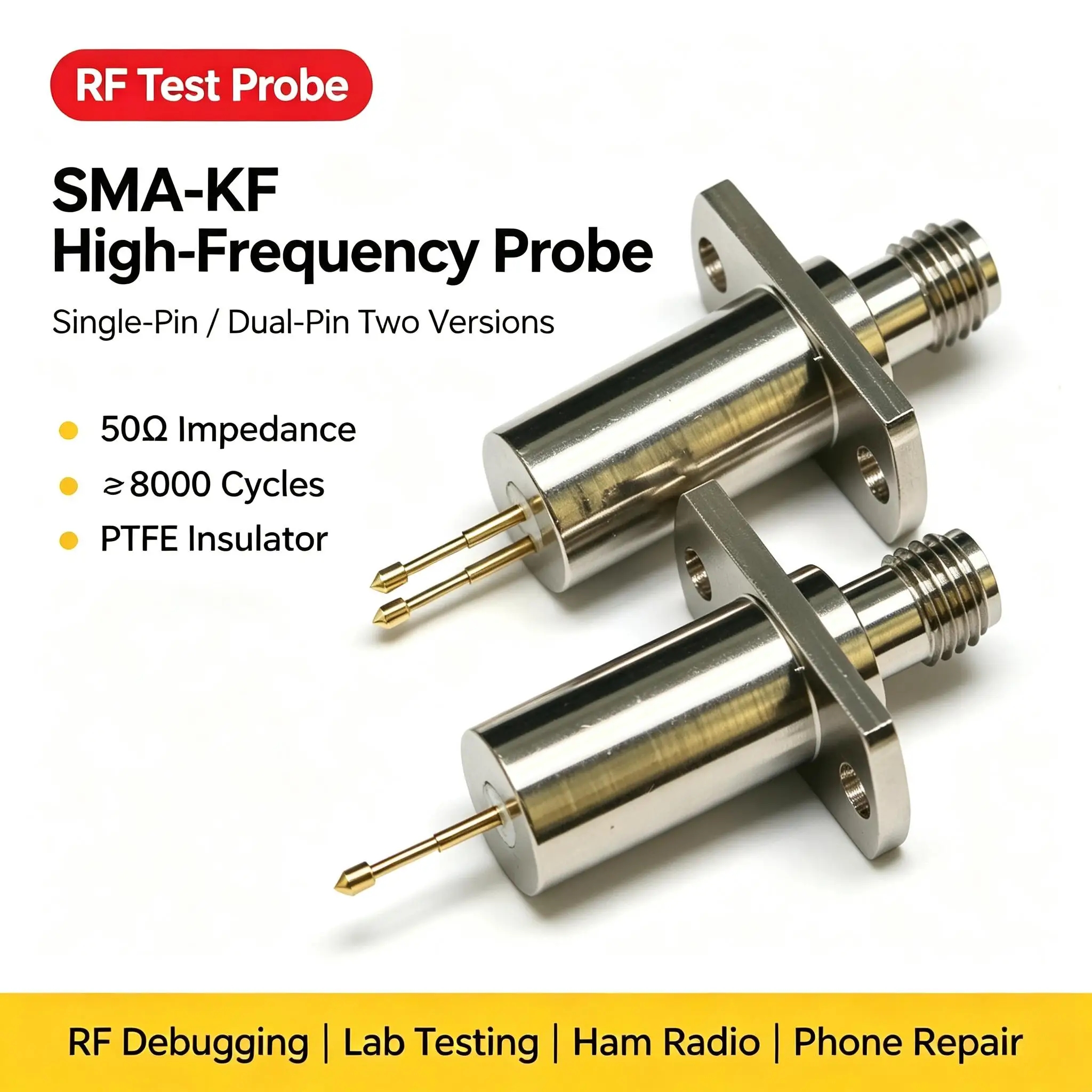 DYKB SMA-KF RF Test Probe Single-Pin Dual-Pin Crown Tip 50Ω High-Frequency Phone Test Head For Spectrum Analyzer Signal Debug