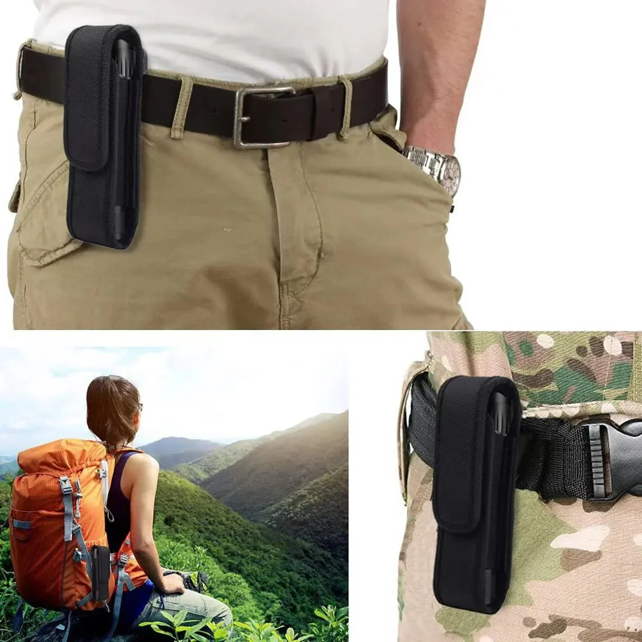 Tactical Flashlight Pouch Molle LED Torch Holster Waist Belt Flashlight Bag Holder for Hunting Camping Hiking shooting