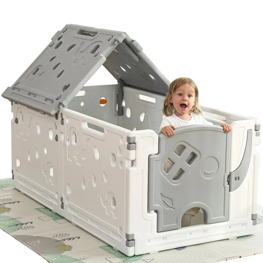 مركز أنشطة روضة الأطفال متعدد الألوان - منطقة لعب آمنة للاستخدام الداخلي/الخارجي (أبيض ورمادي) #1