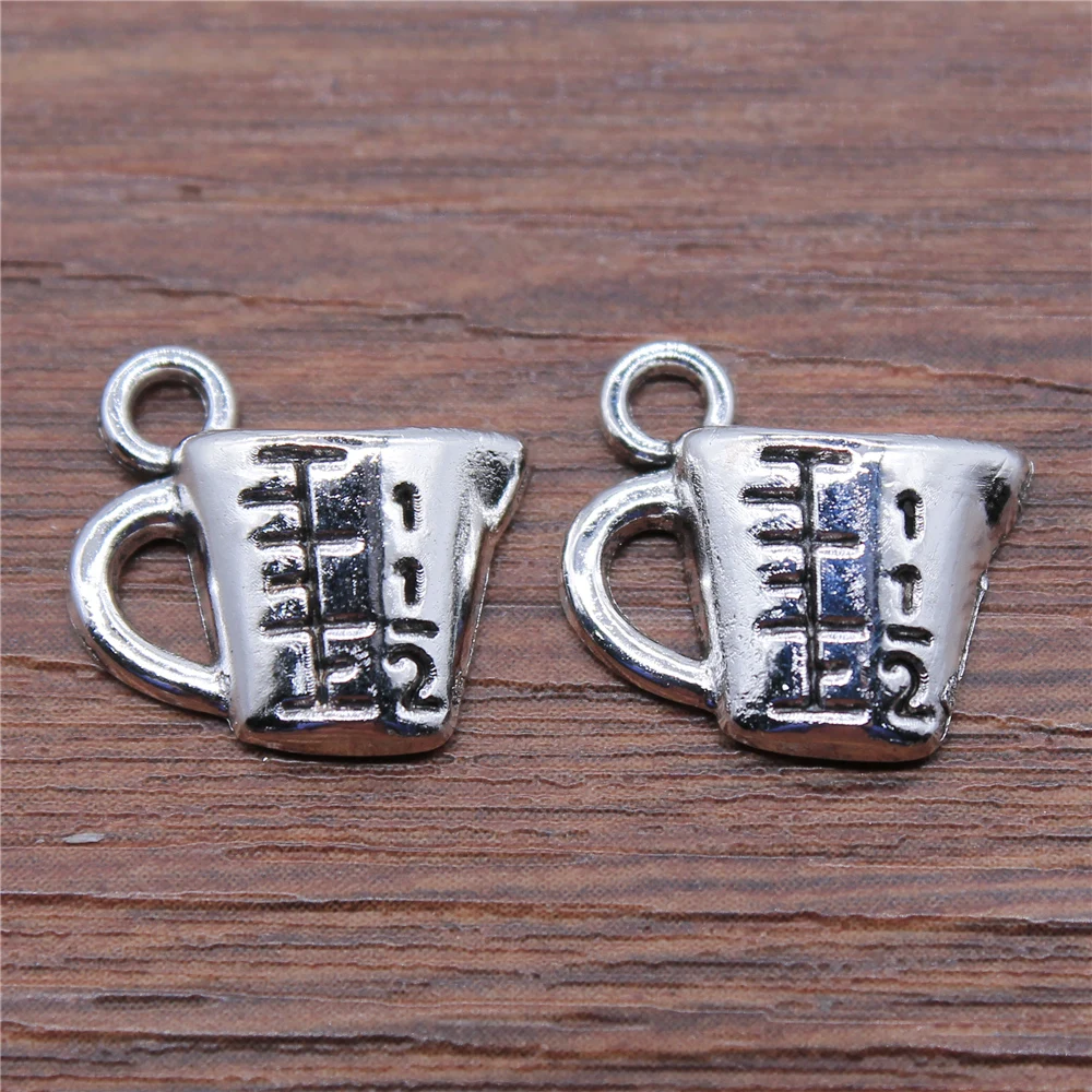 40pcs 14x15mm Measuring Cup Pendant Charms Antique Silver Plated For Jewelry Making Jewelry Findings Jewelry Components