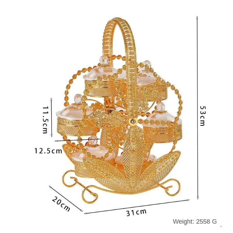 

Exquisite high-end wrought iron acrylic fruit plate creative windmill rotating snack tray party living room fruit plate