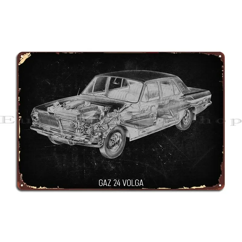 Gaz24 Volga Metal Signs Mural Painting Pub Character Garage Tin Sign Poster