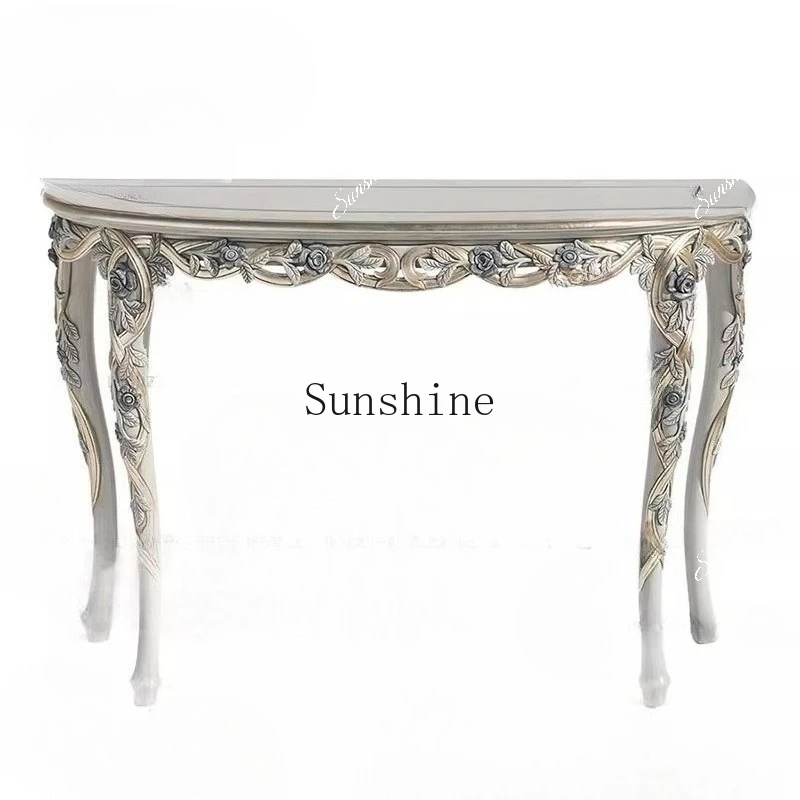European-style entrance table foyer luxury wall side cabinet against the wall semi-circular end view table  FT