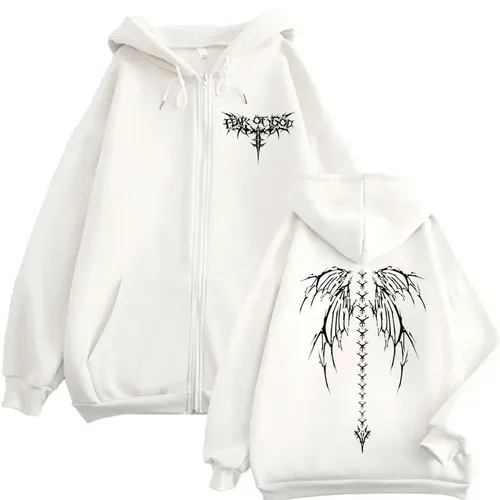 Imagen 2 del producto Sudadera de moda para hombre con estampado de patrón de Otoño/Invierno, chaqueta Casual Punk Harajuku, Sudadera con capucha y cremallera para uso diario