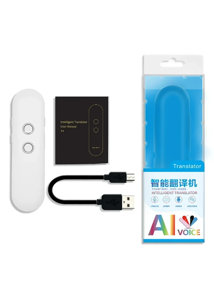 Traducteur intelligent sans fil Portable T4, 40 langues, traducteur vocal instantané bidirectionnel en temps réel, application Bluetooth multilingue