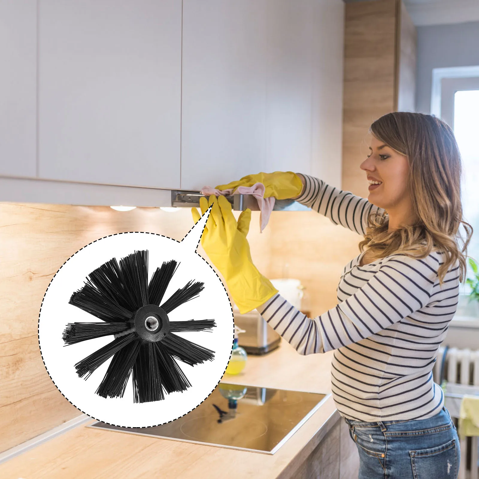 

2Pcs Chimney Brush Head Nylon Material Flexible Rod Cleaning Inner Wall Dryer Vent Fireplace Lint Sweeping Tool Duct Brush