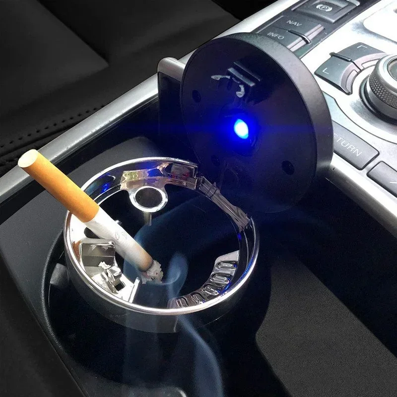 LED Light Car Ashtray Push Type Auto Vehicle Cigarette Ashtray Holder