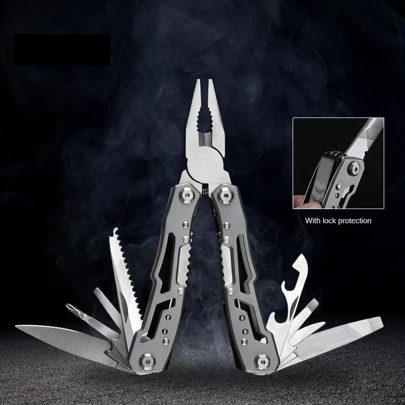 

All Steel Multifunctional Pliers Safety Belt Lock Combination Tiger Pliers Folding Knife Home and Outdoor Emergency Tools