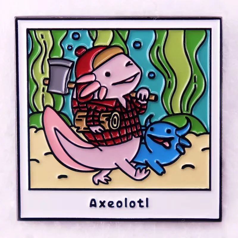Cartoon Cute Axolotl Enamel Pin Kawaii Cute Animal Badge Brooch Student School Bag Pin Unique Jewelry Accessories Gift