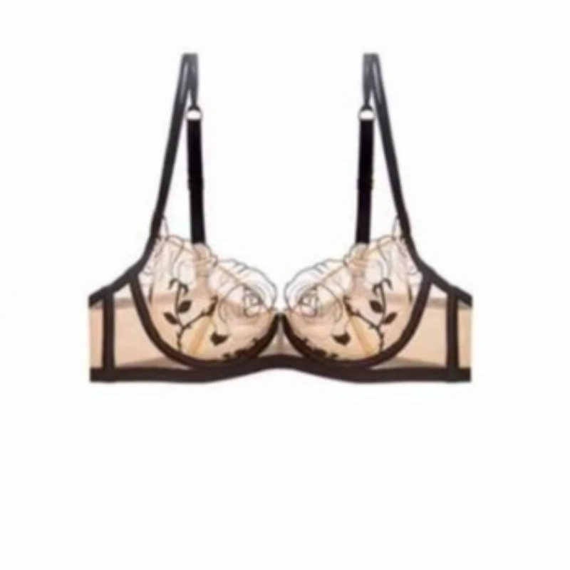 Neu eingetroffener BH, französischer sexy Spitzen-BH, transparenter A-BH für Damen, zeigt kleine Brüste, bietet oberen Halt und verhindert ein Durchhängen, BH-Set.