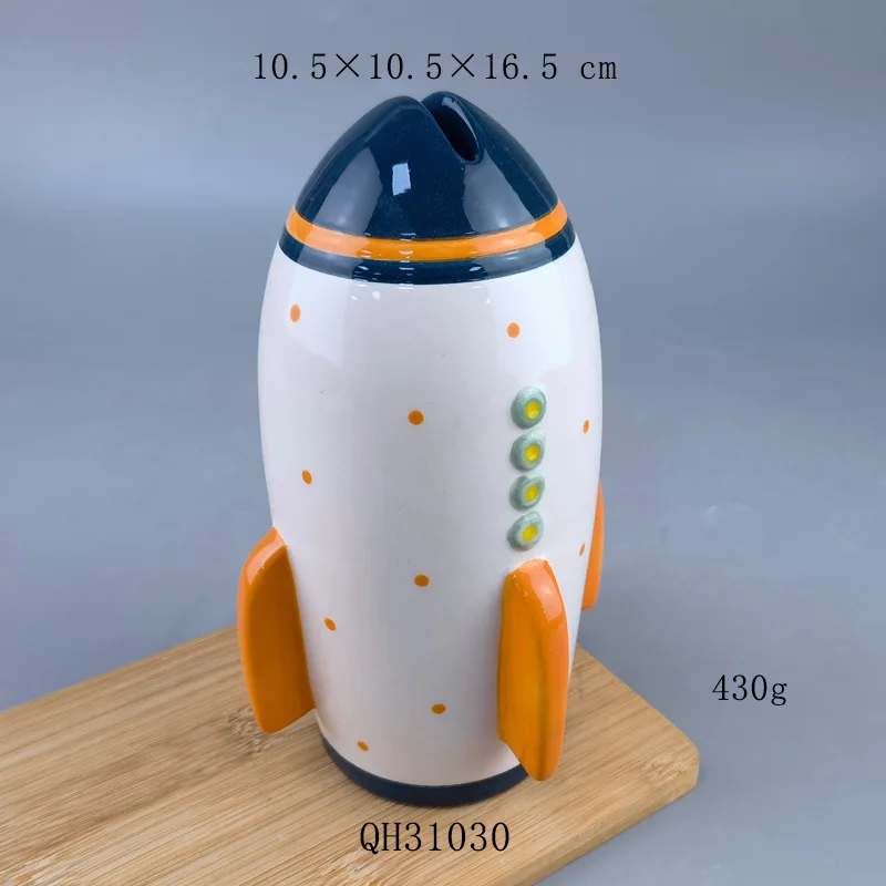 صندوق إيداع بنك الخنزير الخنزير آمن مخفي إبداعي من السيراميك صاروخ أصبع البنك هدية توفير المال القط/بنك العملات المعدنية يونيكورن #5