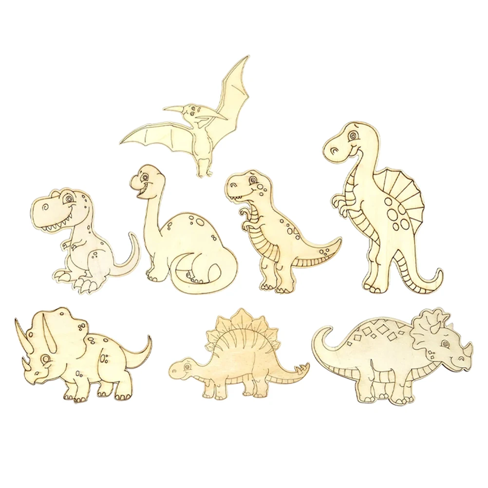 

8pcs Wood Chips Unfinished Wood Dinosaur Cutouts For Diy Unfinished Wooden Cutouts Kits for DIY Crafts Hanging Accessories