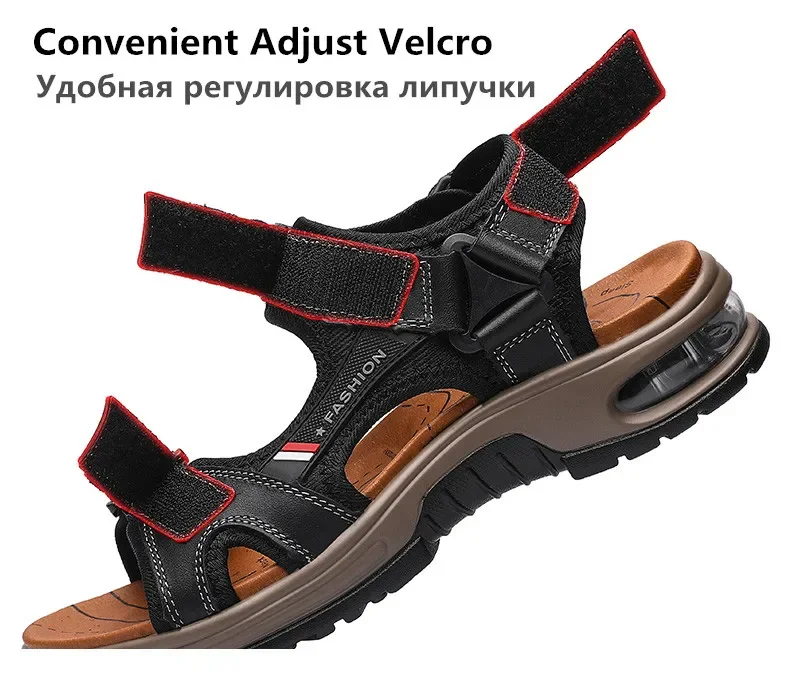 Neue Sommer Echtes Leder Männer Sandalen Mode-Design Atmungsaktive Casual Schuhe Männer Weichen Boden Outdoor Strand Sandalen Große Größe 46 – Detail 7