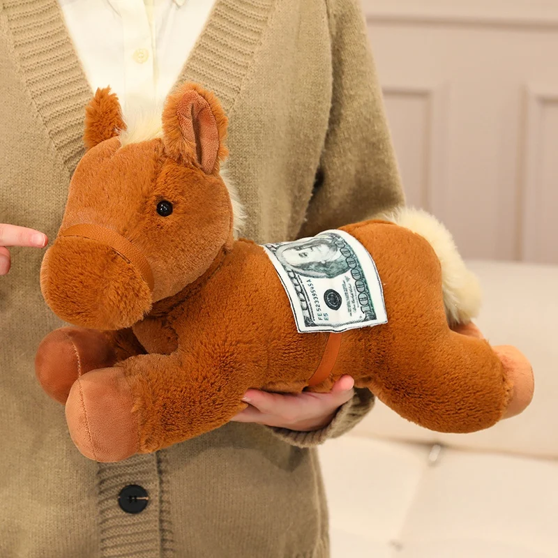 Cozy Fluffy Cartoon Horse Doll 40cm Prone Position Horse Plush Throw Pillow Soft Stuffed Animal Doll Birthday Gifts