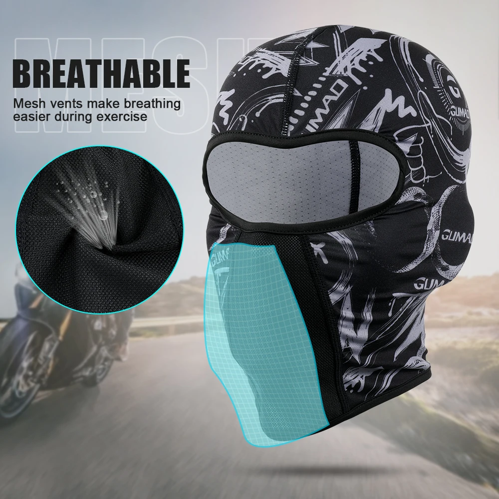 Breathable Motorcycle Balaclava Motorbike Cycling Bike Full Face Mask Motocross Moto Riding Ski Helmet Hood Cap Neck Shield Men