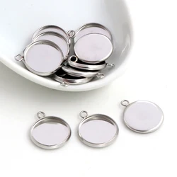 20pcs 8mm 10mm 12mm Inner Size Stainless Steel Material One Loop Style Cabochon Base Cameo Setting Charms Pendant Tray