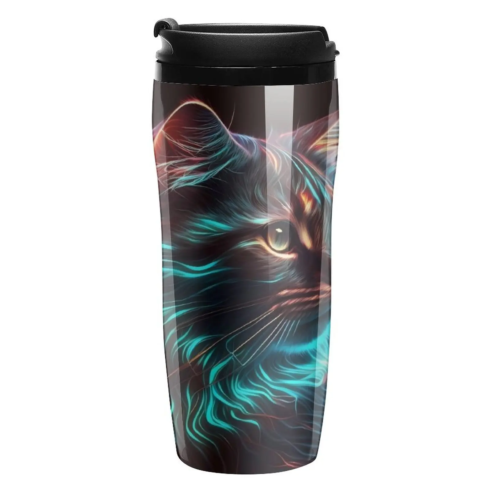 Nice Cat Coffee Mug to Go Neon Animal Print Beach Personalized Water Bottle Keep Heat Plastic 350ml Plastic Cup